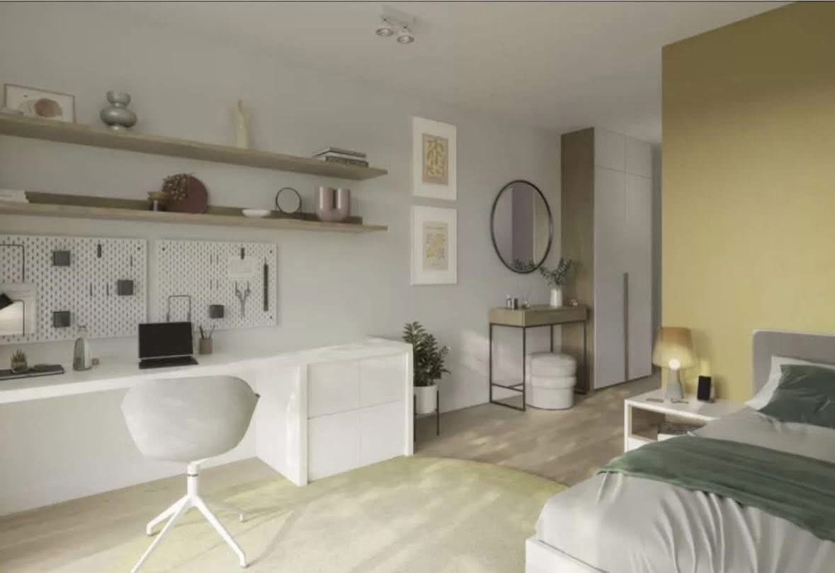 Amplia habitación de estudiante de 25m² en una nueva residencia completada en 2025 — Kot à Bruselas